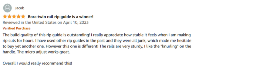 BORA Rip Guide Review on Amazon.com 