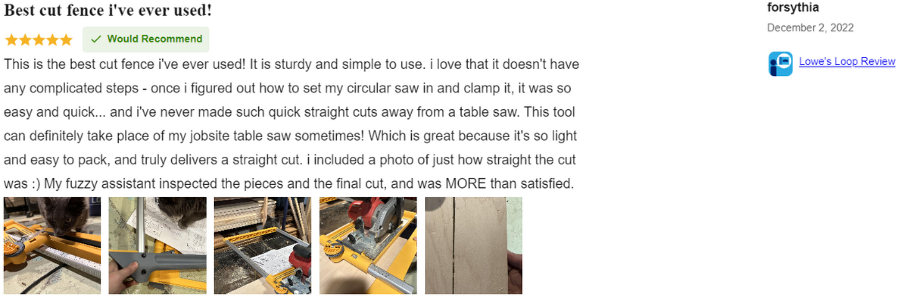 BORA Rip Guide Review on Lowes.com 