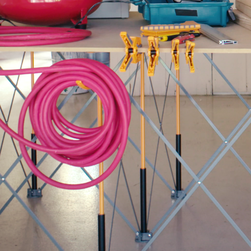 BORA centipede tabletop hooks holding up a hose